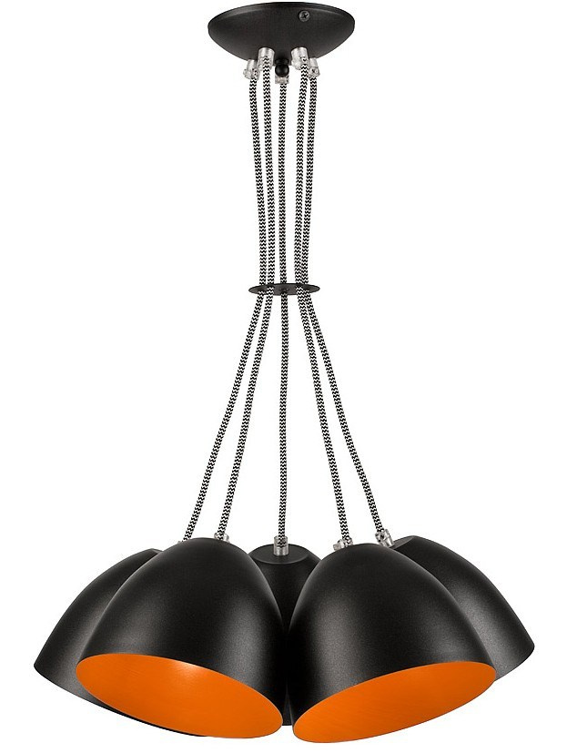 LIVIA lampa wisząca 5-punktowa czarna - orange