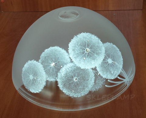 1 LAMPA RĘCZNIE MALOWANA BIAŁA - DMUCHAWIEC Z CYRKONIAMI 1 LAMPA RĘCZNIE MALOWANA BIAŁA - DMUCHAWIEC Z CYRKONIAMI