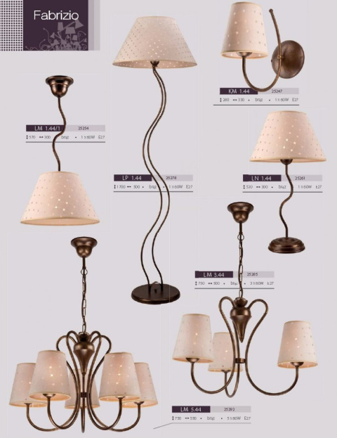 1 LAMPKA NOCNA FABRIZIO BRĄZOWA Z ABAŻUREM 1 LAMPKA NOCNA FABRIZIO BRĄZOWA Z ABAŻUREM