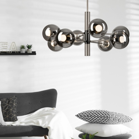 SUPER PROMOCJA!! Lampa sufitowa 8-punktowa srebrna ROLLO E14