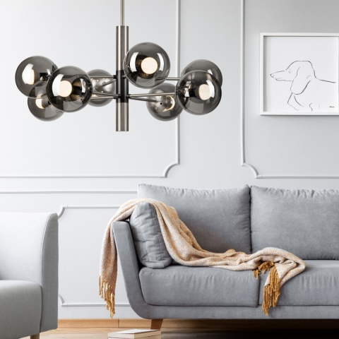 SUPER PROMOCJA!! Lampa sufitowa 8-punktowa srebrna ROLLO E14