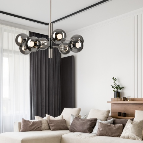 SUPER PROMOCJA!! Lampa sufitowa 8-punktowa srebrna ROLLO E14