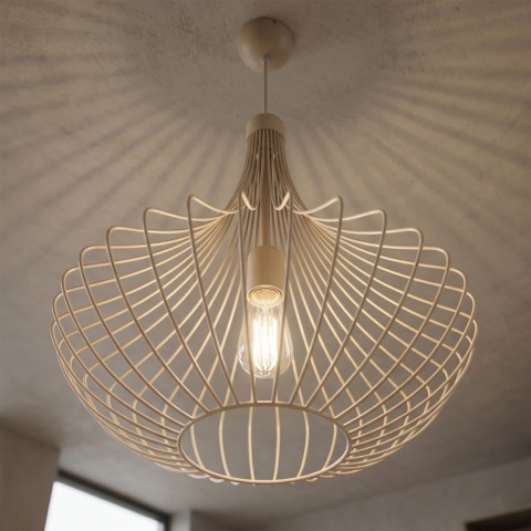 Lampa wisząca BALERINA druciana BEŻ 1-punktowa E27
