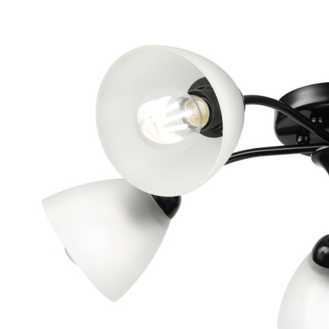 Lampa sufitowa ARCO 5-punktowa CZARNA E27 transparentne klosze