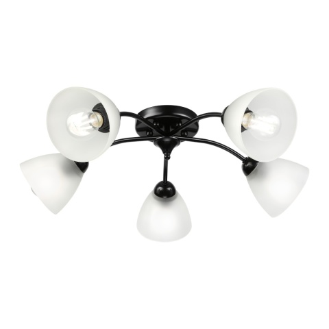 Lampa sufitowa ARCO 5-punktowa CZARNA E27 transparentne klosze