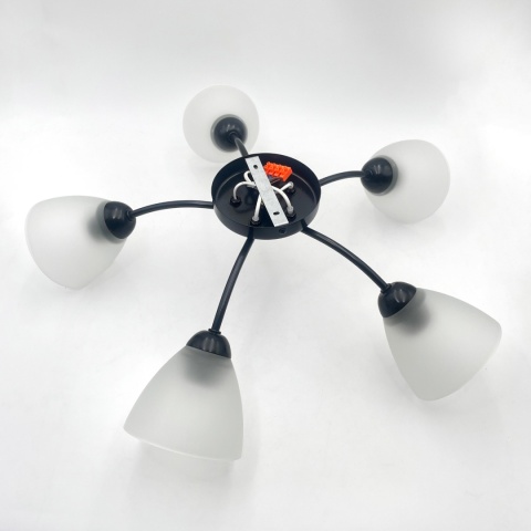 Lampa sufitowa ARCO 5-punktowa CZARNA E27 transparentne klosze