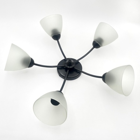 Lampa sufitowa ARCO 5-punktowa CZARNA E27 transparentne klosze
