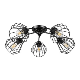 Lampa sufitowa ARCO 5-punktowa CZARNA E27 klosze metalowe DIAMENT