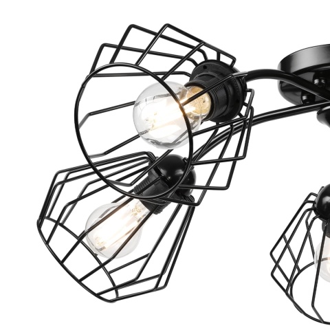 Lampa sufitowa ARCO 5-punktowa CZARNA E27 klosze metalowe DIAMENT