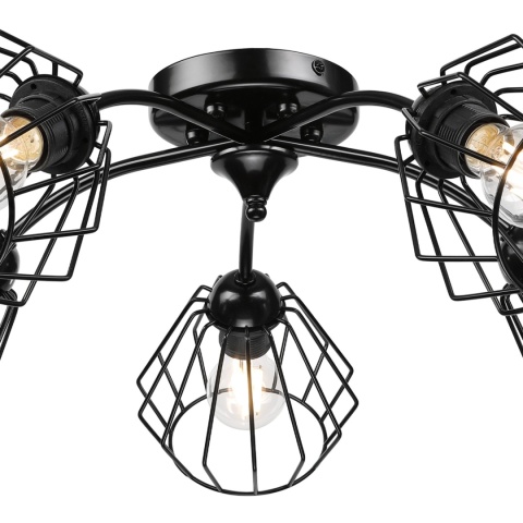 Lampa sufitowa ARCO 5-punktowa CZARNA E27 klosze metalowe DIAMENT