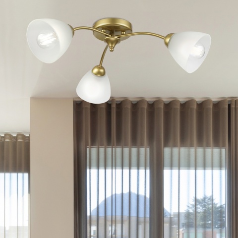 Lampa sufitowa ARCO 3-punktowa ZŁOTA E27 transparentne klosze