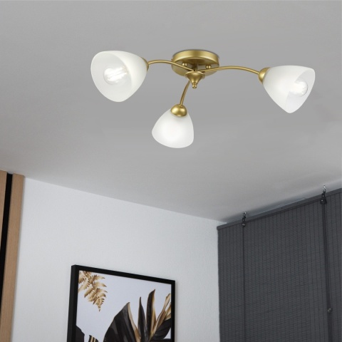 Lampa sufitowa ARCO 3-punktowa ZŁOTA E27 transparentne klosze