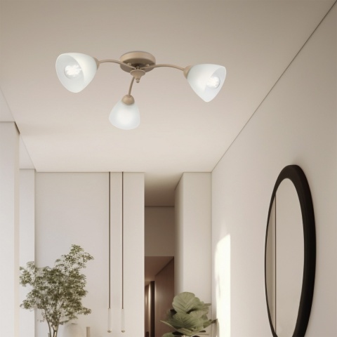 Lampa sufitowa ARCO 3-punktowa BEŻOWA E27 transparentne klosze