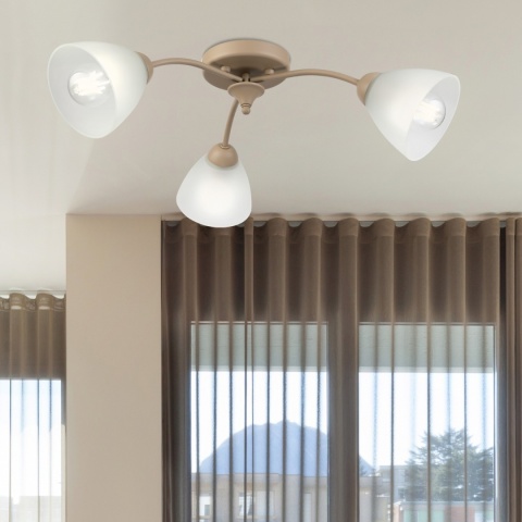 Lampa sufitowa ARCO 3-punktowa BEŻOWA E27 transparentne klosze