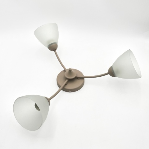Lampa sufitowa ARCO 3-punktowa BEŻOWA E27 transparentne klosze