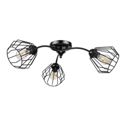 Lampa sufitowa ARCO 3-punktowa CZARNA E27 klosze metalowe DIAMENT