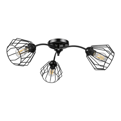 Lampa sufitowa ARCO 3-punktowa CZARNA E27 klosze metalowe DIAMENT