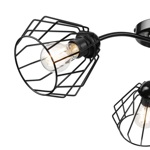 Lampa sufitowa ARCO 3-punktowa CZARNA E27 klosze metalowe DIAMENT