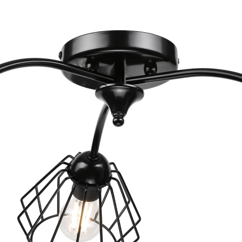 Lampa sufitowa ARCO 3-punktowa CZARNA E27 klosze metalowe DIAMENT