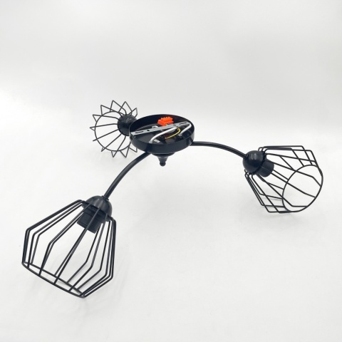 Lampa sufitowa ARCO 3-punktowa CZARNA E27 klosze metalowe DIAMENT