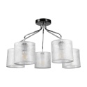 Lampa sufitowa LUCERO 5-punktowa CHROM/CZARNY E27 srebrne abażury