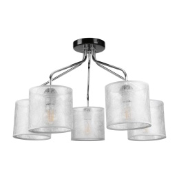 Lampa sufitowa LUCERO 5-punktowa CHROM/CZARNY E27 srebrne abażury