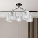 Lampa sufitowa LUCERO 5-punktowa CHROM/CZARNY E27 srebrne abażury