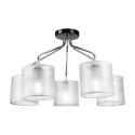 Lampa sufitowa LUCERO 5-punktowa CHROM/CZARNY E27 srebrne abażury