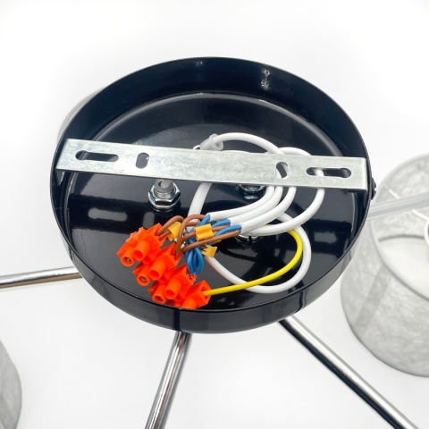 Lampa sufitowa LUCERO 5-punktowa CHROM/CZARNY E27 srebrne abażury