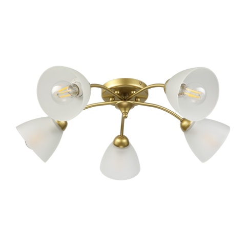 Lampa sufitowa ARCO 5-punktowa ZŁOTA E27 transparentne klosze