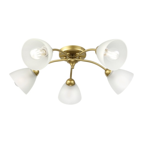 Lampa sufitowa ARCO 5-punktowa ZŁOTA E27 transparentne klosze