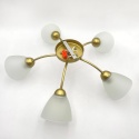 Lampa sufitowa ARCO 5-punktowa ZŁOTA E27 transparentne klosze