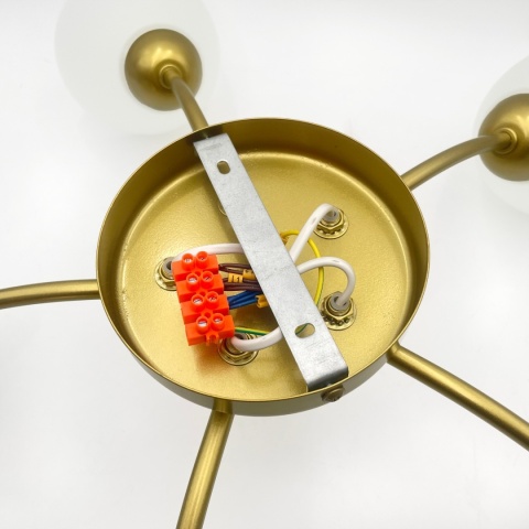 Lampa sufitowa ARCO 5-punktowa ZŁOTA E27 transparentne klosze