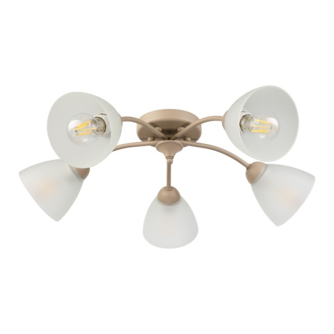 Lampa sufitowa ARCO 5-punktowa BEŻOWA E27 transparentne klosze