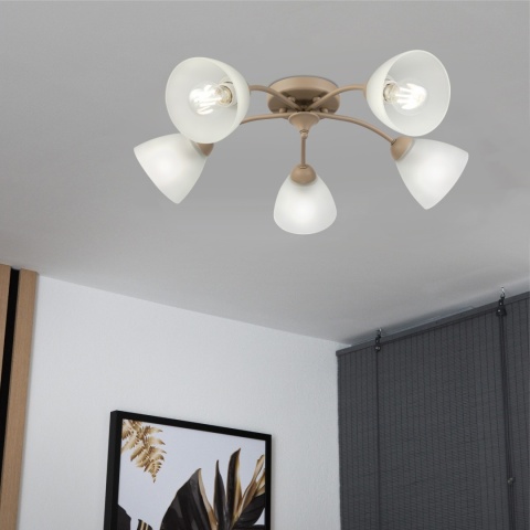 Lampa sufitowa ARCO 5-punktowa BEŻOWA E27 transparentne klosze