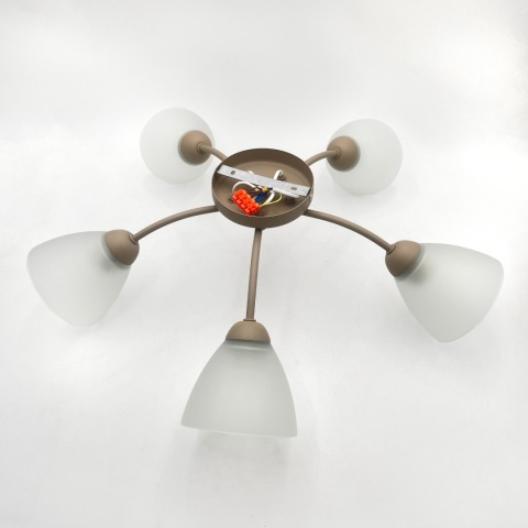 Lampa sufitowa ARCO 5-punktowa BEŻOWA E27 transparentne klosze