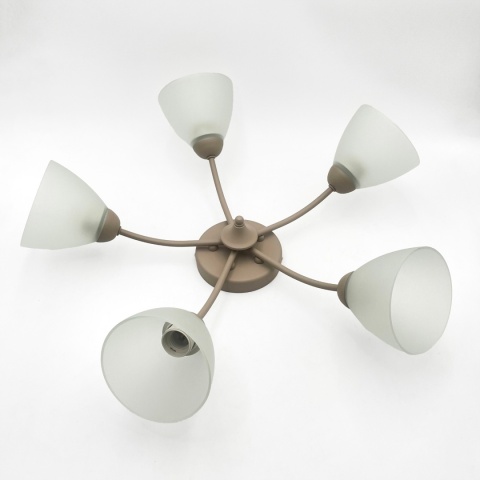 Lampa sufitowa ARCO 5-punktowa BEŻOWA E27 transparentne klosze