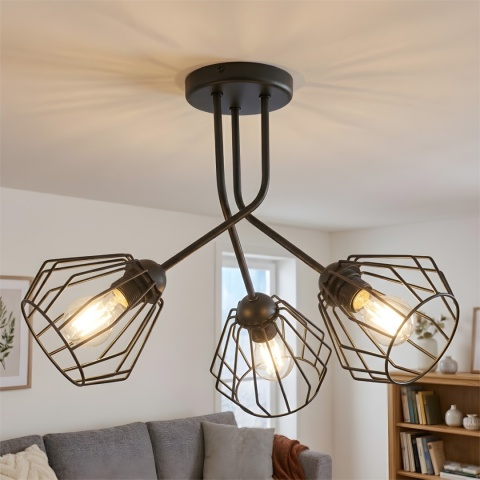 Lampa sufitowa ESTRELLA 3-punktowa E27 - klosze metalowe DIAMENT