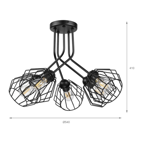 Lampa sufitowa ESTRELLA 5-punktowa E27 - klosze metalowe DIAMENT