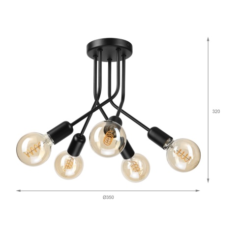 Lampa sufitowa ESTRELLA 5-punktowa CZARNY E27