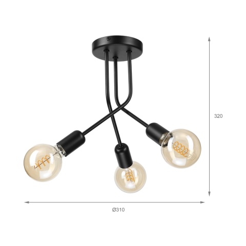 Lampa sufitowa ESTRELLA 3-punktowa CZARNY E27