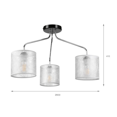 Lampa sufitowa LUCERO 3-punktowa CHROM/CZARNY E27 srebrne abażury