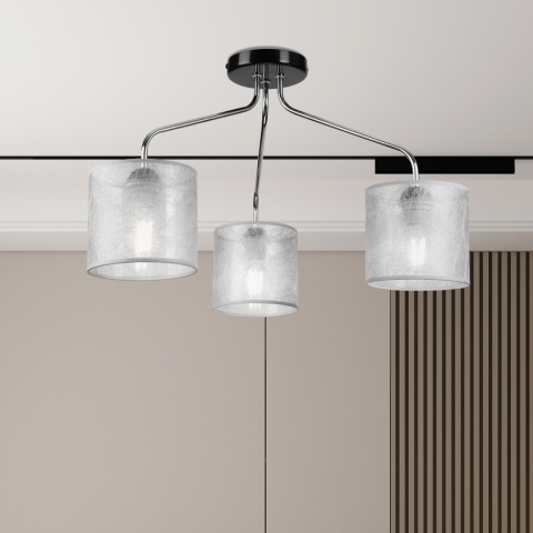 Lampa sufitowa LUCERO 3-punktowa CHROM/CZARNY E27 srebrne abażury