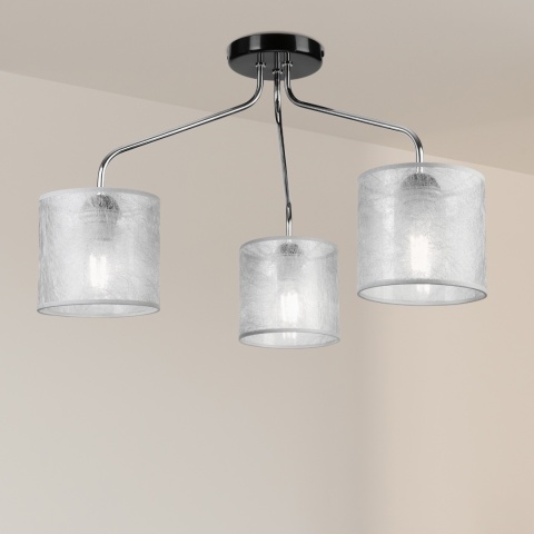 Lampa sufitowa LUCERO 3-punktowa CHROM/CZARNY E27 srebrne abażury