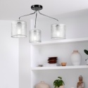 Lampa sufitowa LUCERO 3-punktowa CHROM/CZARNY E27 srebrne abażury