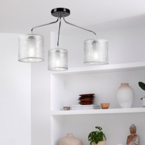 Lampa sufitowa LUCERO 3-punktowa CHROM/CZARNY E27 srebrne abażury