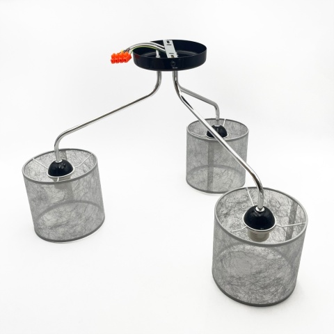 Lampa sufitowa LUCERO 3-punktowa CHROM/CZARNY E27 srebrne abażury
