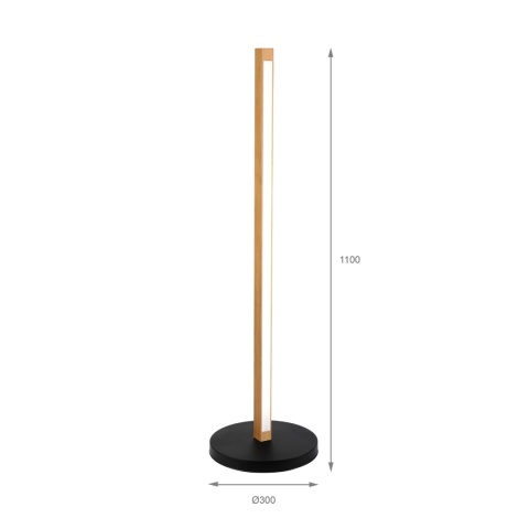 Nowoczesna lampa podłogowa VERDE dąb - z reg. jasności LED 10W LED 3000K SENSOR