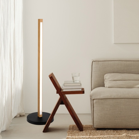 Nowoczesna lampa podłogowa VERDE dąb - z reg. jasności LED 10W LED 3000K SENSOR