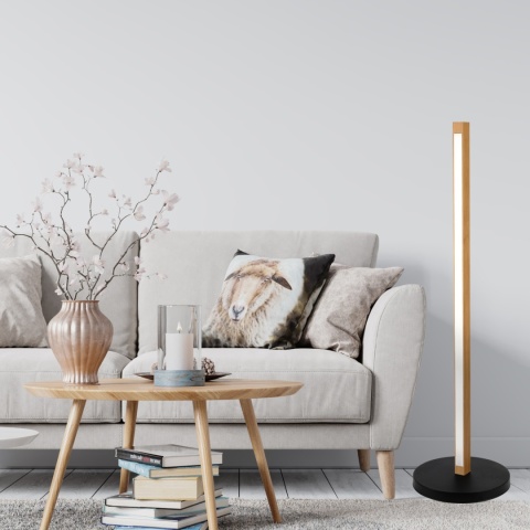 Nowoczesna lampa podłogowa VERDE dąb - z reg. jasności LED 10W LED 3000K SENSOR